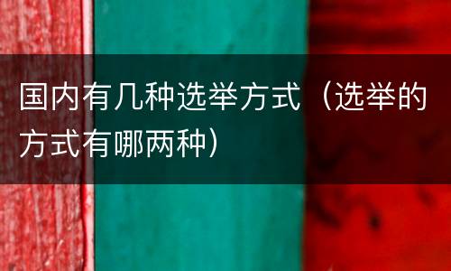 国内有几种选举方式（选举的方式有哪两种）