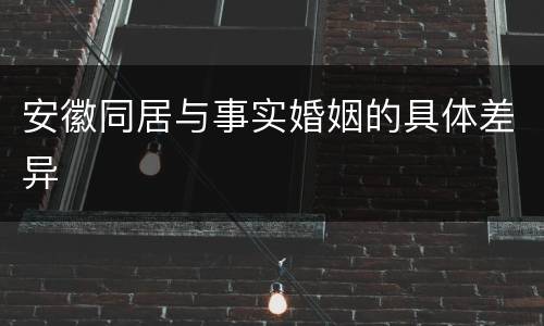 安徽同居与事实婚姻的具体差异