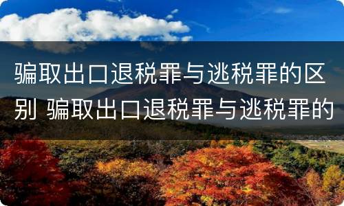 骗取出口退税罪与逃税罪的区别 骗取出口退税罪与逃税罪的区别有哪些