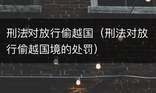 刑法对放行偷越国（刑法对放行偷越国境的处罚）
