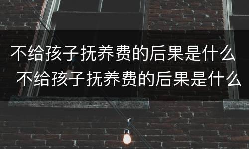 不给孩子抚养费的后果是什么 不给孩子抚养费的后果是什么呢