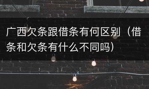 广西欠条跟借条有何区别（借条和欠条有什么不同吗）