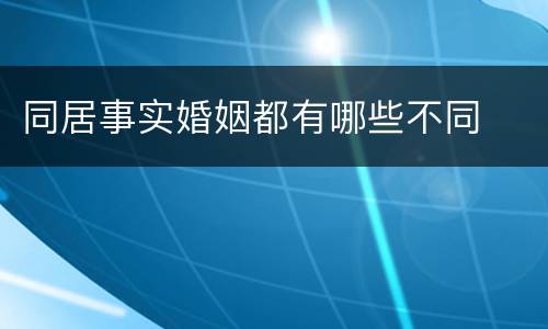 同居事实婚姻都有哪些不同