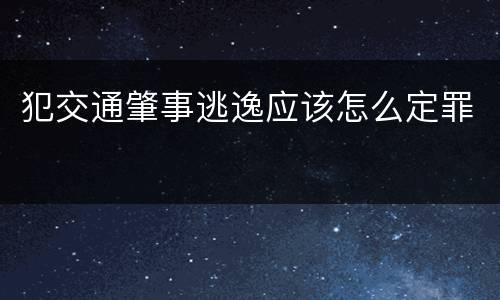 犯交通肇事逃逸应该怎么定罪