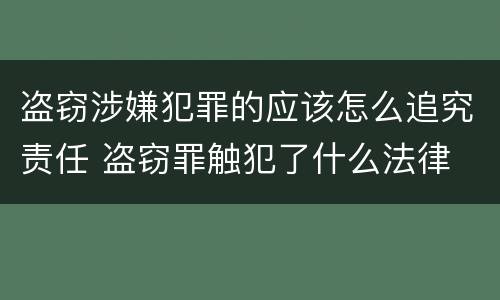 盗窃涉嫌犯罪的应该怎么追究责任 盗窃罪触犯了什么法律