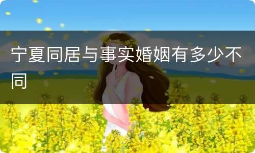 宁夏同居与事实婚姻有多少不同