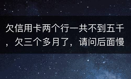 欠信用卡两个行一共不到五千，欠三个多月了，请问后面慢慢还还会起诉吗