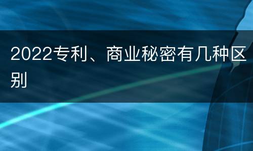2022专利、商业秘密有几种区别