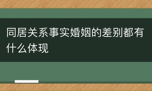 同居关系事实婚姻的差别都有什么体现