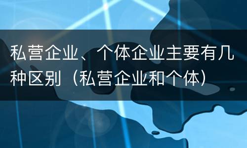 私营企业、个体企业主要有几种区别（私营企业和个体）