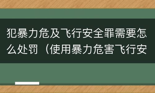 犯暴力危及飞行安全罪需要怎么处罚（使用暴力危害飞行安全罪的主要特征）