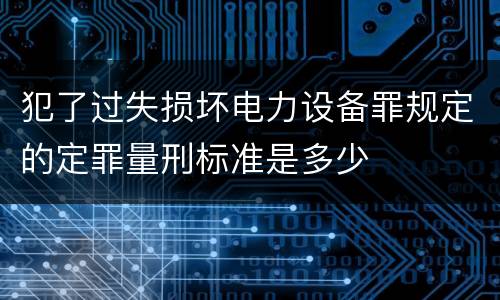 犯了过失损坏电力设备罪规定的定罪量刑标准是多少