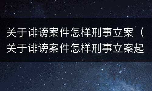 关于诽谤案件怎样刑事立案（关于诽谤案件怎样刑事立案起诉）