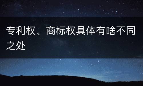 专利权、商标权具体有啥不同之处