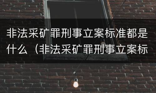 非法采矿罪刑事立案标准都是什么（非法采矿罪刑事立案标准都是什么规定）