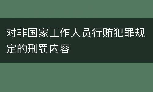 对非国家工作人员行贿犯罪规定的刑罚内容