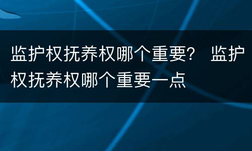 监护权抚养权哪个重要？ 监护权抚养权哪个重要一点