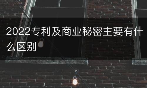 2022专利及商业秘密主要有什么区别