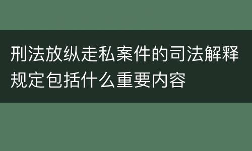 刑法放纵走私案件的司法解释规定包括什么重要内容
