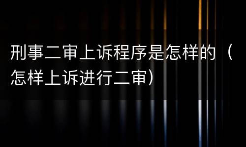 刑事二审上诉程序是怎样的（怎样上诉进行二审）