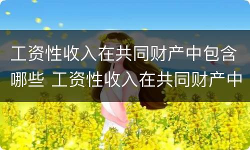 工资性收入在共同财产中包含哪些 工资性收入在共同财产中包含哪些内容