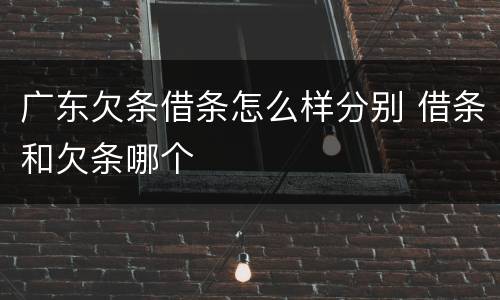 广东欠条借条怎么样分别 借条和欠条哪个