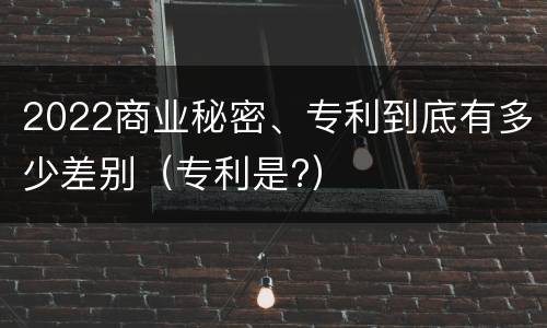 2022商业秘密、专利到底有多少差别（专利是?）