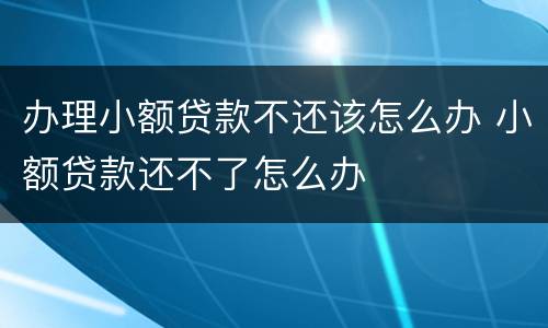 办理小额贷款不还该怎么办 小额贷款还不了怎么办