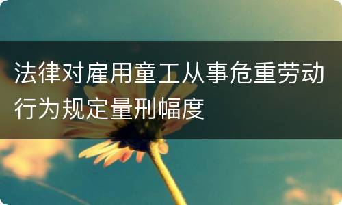 法律对雇用童工从事危重劳动行为规定量刑幅度