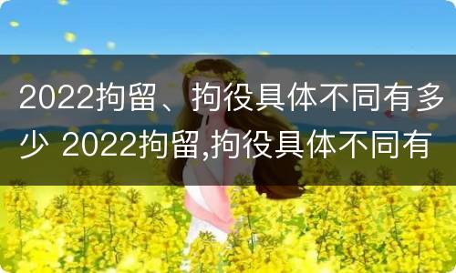 2022拘留、拘役具体不同有多少 2022拘留,拘役具体不同有多少例
