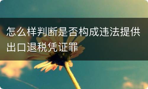 怎么样判断是否构成违法提供出口退税凭证罪