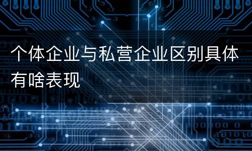 个体企业与私营企业区别具体有啥表现