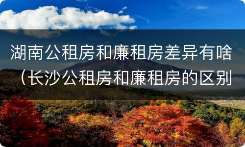 湖南公租房和廉租房差异有啥（长沙公租房和廉租房的区别）