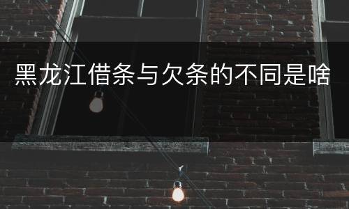 黑龙江借条与欠条的不同是啥