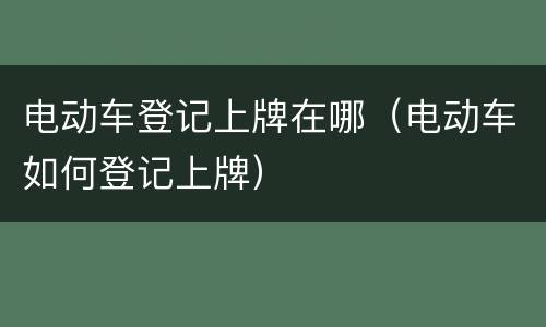 电动车登记上牌在哪（电动车如何登记上牌）