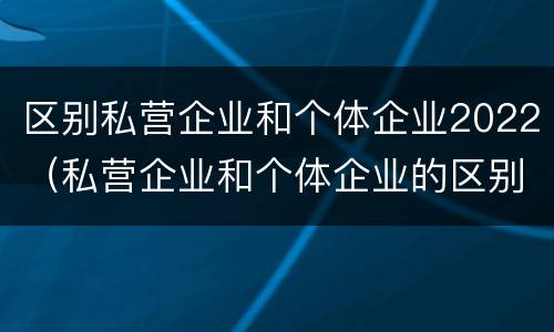 区别私营企业和个体企业2022（私营企业和个体企业的区别）