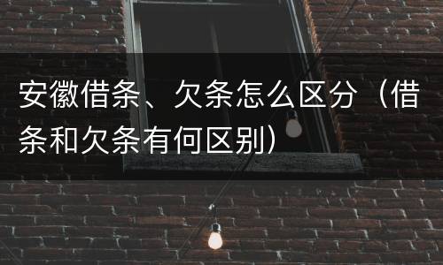 安徽借条、欠条怎么区分（借条和欠条有何区别）
