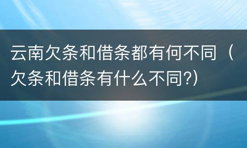 云南欠条和借条都有何不同（欠条和借条有什么不同?）