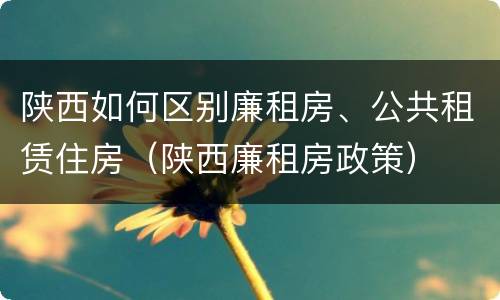 陕西如何区别廉租房、公共租赁住房（陕西廉租房政策）