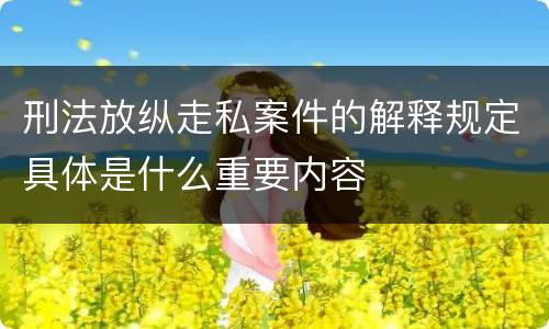 刑法放纵走私案件的解释规定具体是什么重要内容