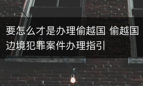 要怎么才是办理偷越国 偷越国边境犯罪案件办理指引