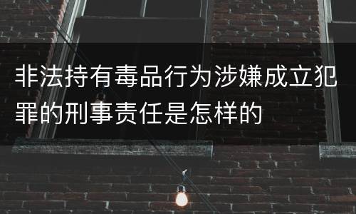 非法持有毒品行为涉嫌成立犯罪的刑事责任是怎样的