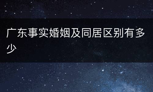 广东事实婚姻及同居区别有多少