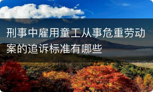 刑事中雇用童工从事危重劳动案的追诉标准有哪些