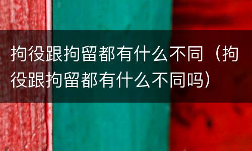 拘役跟拘留都有什么不同（拘役跟拘留都有什么不同吗）