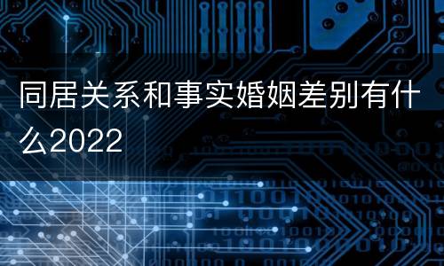 同居关系和事实婚姻差别有什么2022