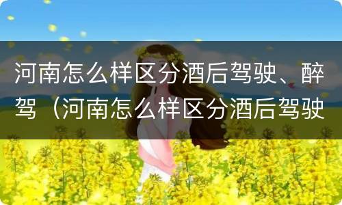 河南怎么样区分酒后驾驶、醉驾（河南怎么样区分酒后驾驶,醉驾与醉驾）