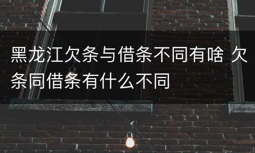 黑龙江欠条与借条不同有啥 欠条同借条有什么不同