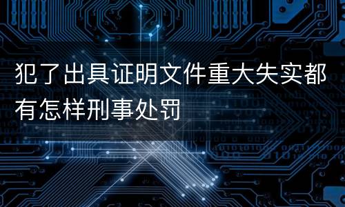 犯了出具证明文件重大失实都有怎样刑事处罚