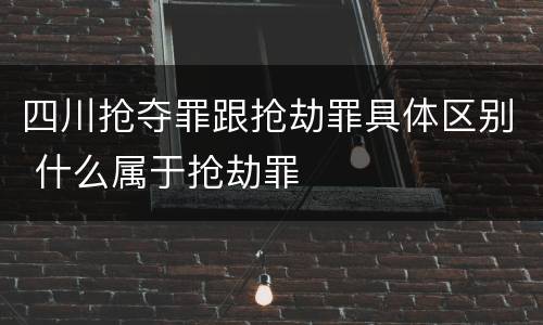 四川抢夺罪跟抢劫罪具体区别 什么属于抢劫罪